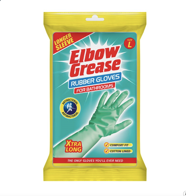ELBOW GREASE AQUA ANTI-BACTERIAL BATHROOM CLEANING GLOVES