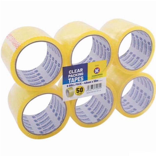 MARKSMAN TAPE CLEAR WIDE 50M PK6