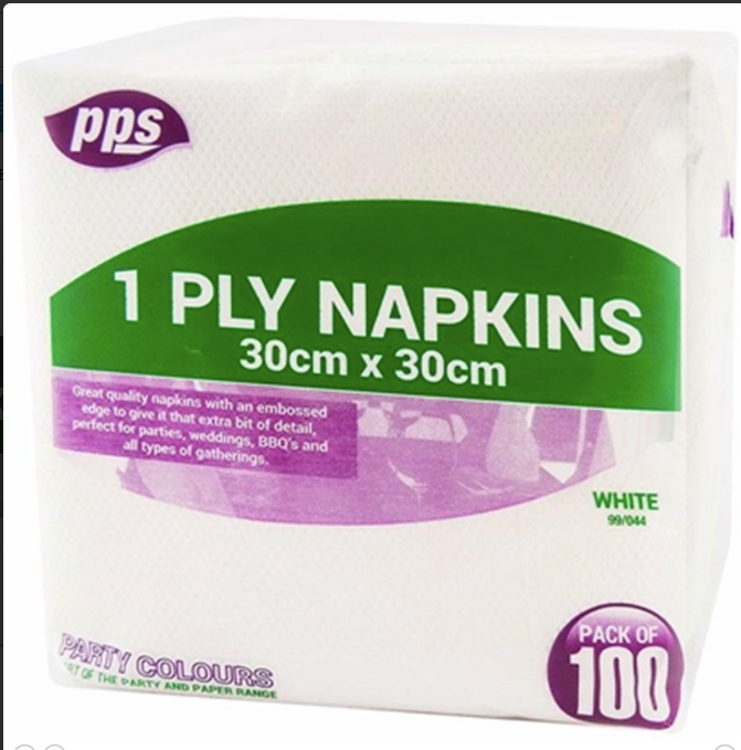 NAPKINS 1PLY WHITE 30X30CM 1000PCS