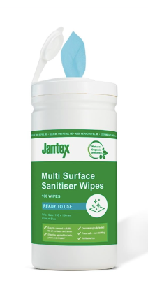 Jantex Green Probe Sanitiser Wipes Starter Tub 130mm (100 Pack)