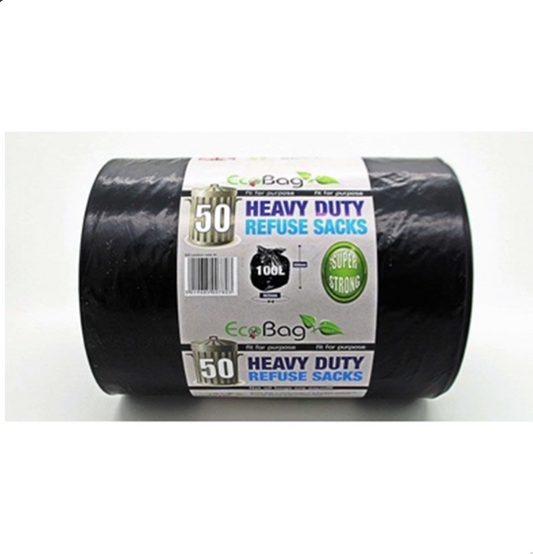 ECOBAG BLACK HEAVY DUTY 50 BAG 100 LTR
