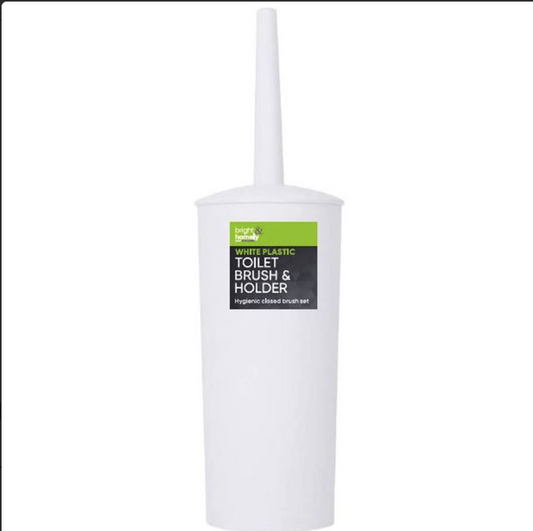 TOILET BRUSH & HOLDER CLOSED SET WHITE