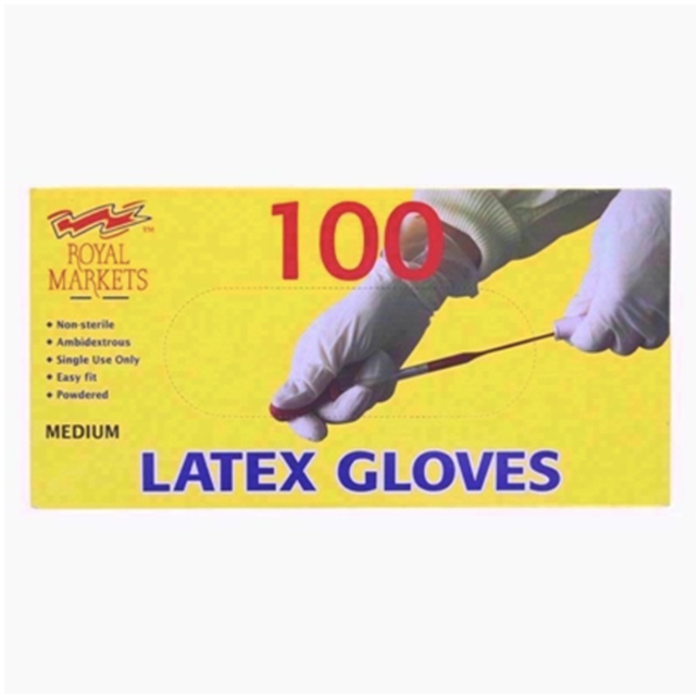 GLOVES LATEX POWDERED 100PCS MEDIUM